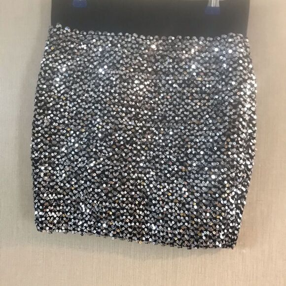 Forever 21 Sequin Skirt Small Black Waistband - Picture 7 of 10